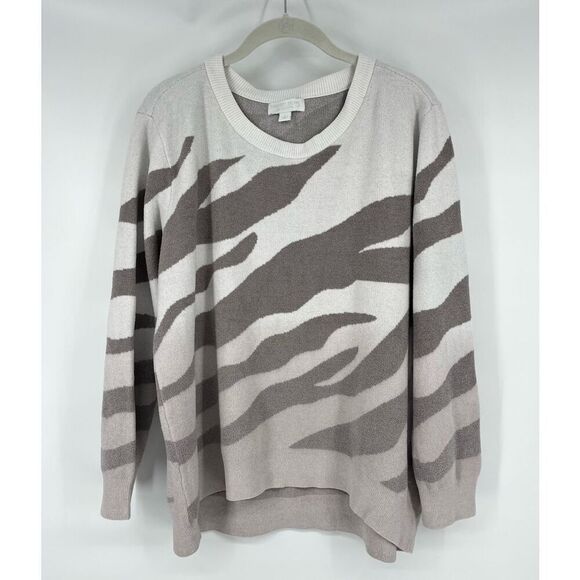 Barefoot Dreams Cozy Chic Ultra Lite Ocean Reef Pullover Zebra Print Size Large - Picture 2 of 10